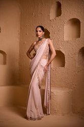 VERVE – Almond Gold Pleated Saree